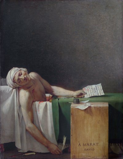 Franska:  La Mort de Marat Marats död av Jacques Louis David