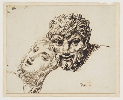 Huvuden av en faun och en liggande kvinna av Jacques Louis David