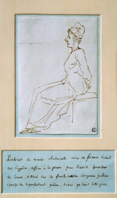Marie Antoinette ledde till tortyr (1755 - 1793). Teckning av Jacques Louis David (1748-1825) av Jacques Louis David