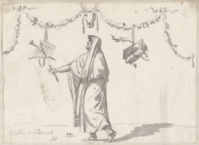 Prydnad med en skäggig man i gammal klänning av Jacques Louis David