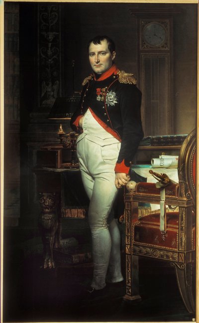 Hellängdsporträtt av Napoleon I (1769-1821) i hans arbetsrum vid Tuilerimålningen av Jacques Louis David (1748-1825) 1812 Privat samling. av Jacques Louis David