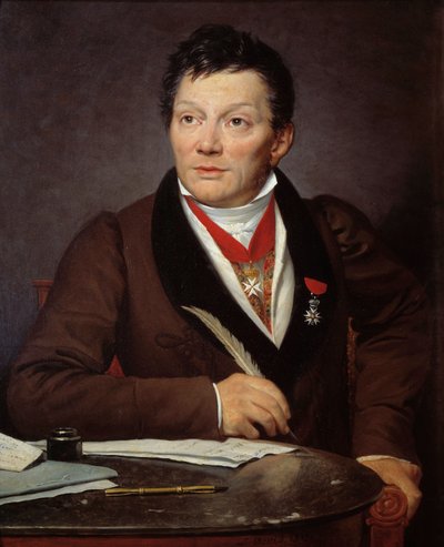 Porträtt av Alexandre Lenoir (1761-1839) arkeolog och curator för Musee des Monuments francais Målning av Jacques Louis David (1748-1825) 1817 Sön. 0,76x0,62 m - Porträtt av Alexandre Lenoir (1761-1839), arkeolog och intendent för Museum of F av Jacques Louis David