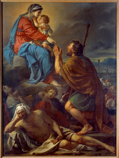 Saint Roch ber till Jungfrun för att pesten ska upphöra. Målning av Jacques Louis David (1748-1825) av Jacques Louis David