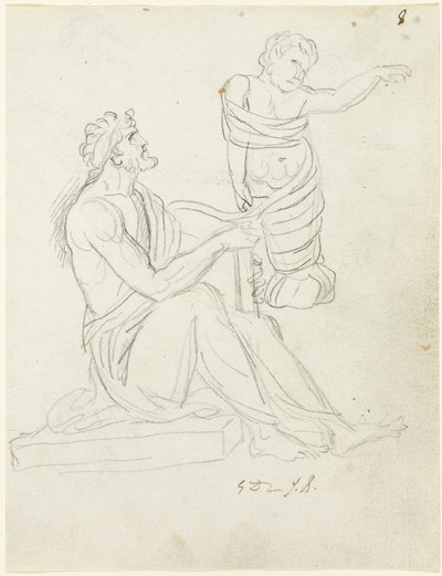 Sittande man och swaddled baby av Jacques Louis David