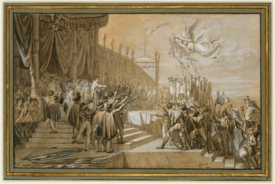 Predikan som armén höll för kejsaren efter utdelningen av ... av Jacques Louis David