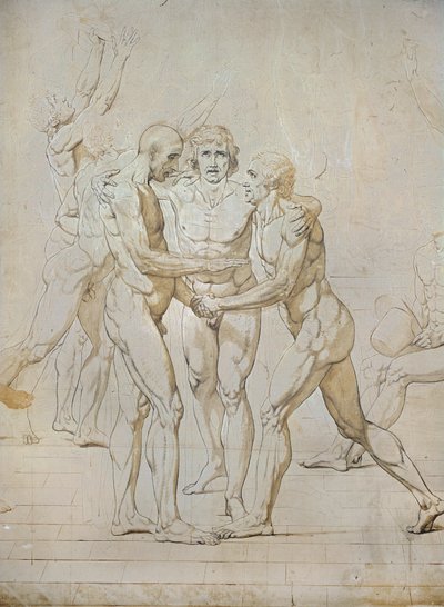 Skiss för eden i Jeu de Paume ... av Jacques Louis David