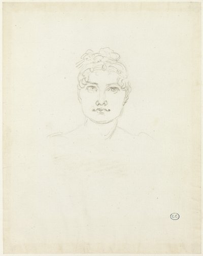 Skiss av ett kvinnohuvud av Jacques Louis David
