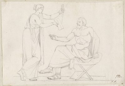 Sokrates och Diotime av Jacques Louis David