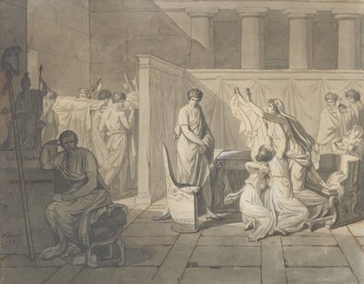 Studie för The Lictors Bringing Brutus the Bodies of his Sons, 1787. av Jacques Louis David