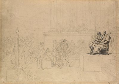 Studie för avrättningen av Brutus söner av Jacques Louis David