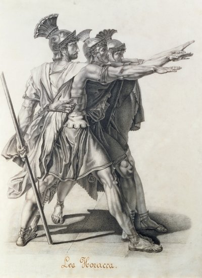 Horatiernas ed, detalj av Horatii (penna) av Jacques Louis David