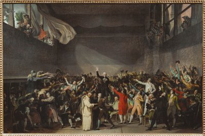 Eden vid Jeu de Paume, när de tre stånden vägrade att upplösa sig på kunglig order ... av Jacques Louis David