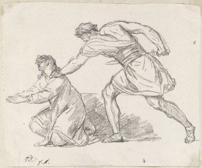 Krigare som griper en knästående figur av Jacques Louis David