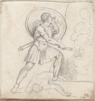 Krigare med sköld och fackla av Jacques Louis David