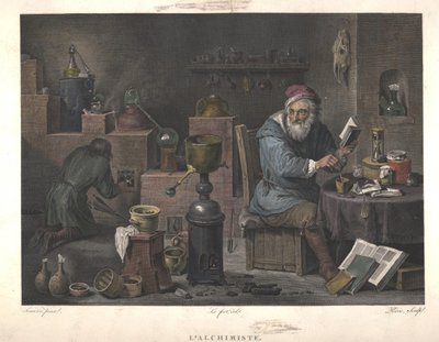 Alkemisten efter målning av David Teniers, sent 1700-tal. av Jacques Louis Perée