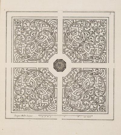 Design för Parterre, från Theatre des Plans et Jardinages, pub.1652 (gravyr) av Jacques Mollet