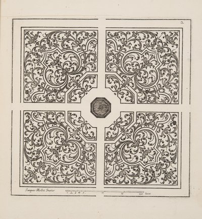 Design för Parterre, från Theatre des Plans et Jardinages, pub.1652 (gravyr) av Jacques Mollet