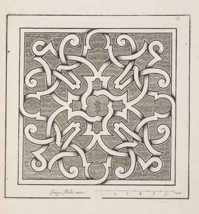 Design för Parterre, från Theatre des Plans et Jardinages, pub.1652 av Jacques Mollet