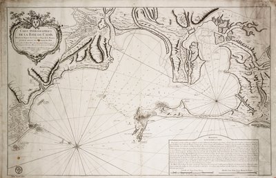 Hydrografiskt sjökort över Cadizbukten av Jacques Nicolas Bellin