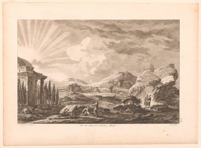 Utsikt över en ruin i Aten, möjligen Dionysos-teatern Vue des ruines de l
