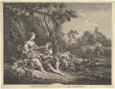 Pensant-ils au Raisin Are They Thinking About the Grape, 1700-talet. av Jacques Philippe Le Bas