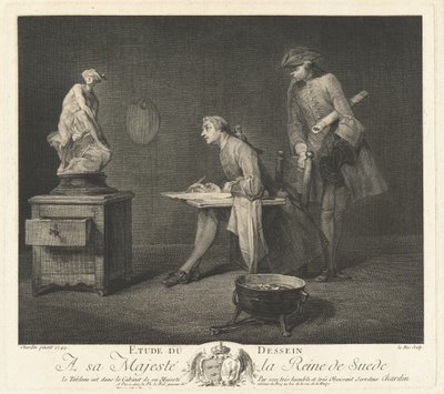 Att studera teckning (The Drawing Lesson) av Jacques Philippe Le Bas after Jean Siméon Chardin