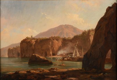 Grottor och klippor vid havet av Jacques Raymond Brascassat
