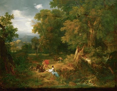 Meleager dödar Vildsvinet från Calydon ... (olja på duk) av Jacques Raymond Brascassat