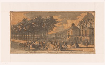 Se på en väg vid Cour de la Fontaine van kasteel Fontainebleau Vy över en flygel i Château Fontainebleau, tagen från Cour des Fontaines (titel på objekt) av Jacques Rigaud