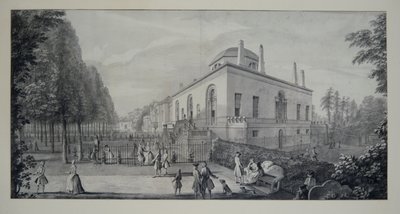 Lord Burlingtons neo-Palladian Villa i Chiswick and the Jacobean House (penna och bläck med tvätt på papper) av Jacques Rigaud