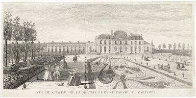 Vy över slottet Meudon och en del av parterren av Jacques Rigaud