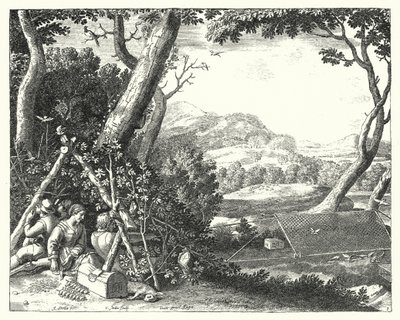 Fånga fåglar (gravyr) av Jacques Stella