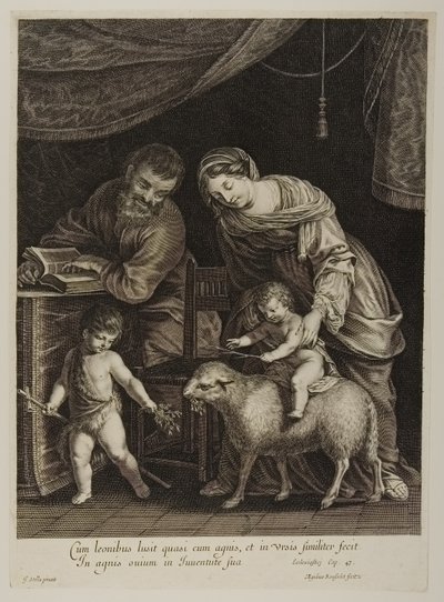 Helig familj med Johannes, graverad av Gilles Rousselet (gravyr) av Jacques Stella