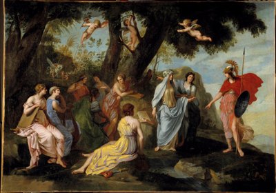 Minerve in the Muses Målning av Jacques Stella (1596-1657) 1640 Sön. 1,16x1,62 m av Jacques Stella
