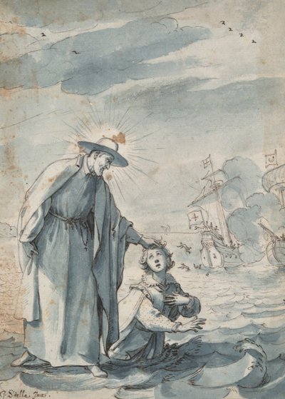 The Rescue of the Sailor Andrea, förberedande studie för en gravyr av Christian Sas av Jacques Stella