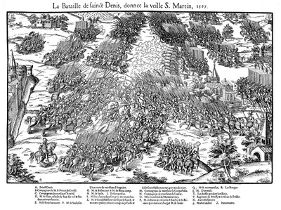 Slaget vid St Denis, franska religionskrigen, 10 november 1567 1570 av Jacques Tortorel