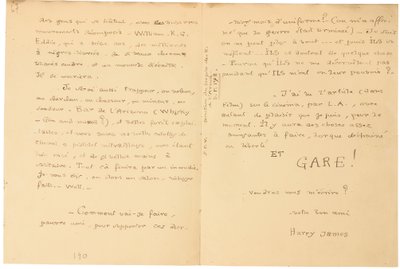 Autograf krigsbrev av Jacques Vache