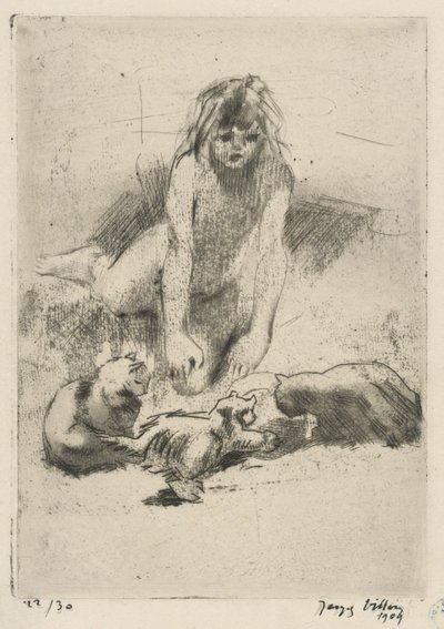 Minne et les chats buvant (Minne och de drickande katterna), från sviten Le bain de Minne (Minne av Jacques Villon