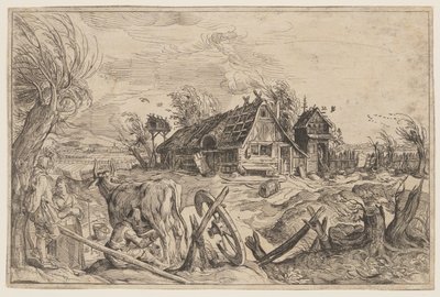 Landskap med bondgård av Jacques de Gheyn II