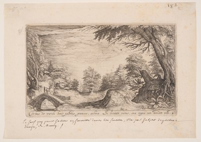 Landskap med en hjort på en bro, från Landskap av Jacques de Gheyn II