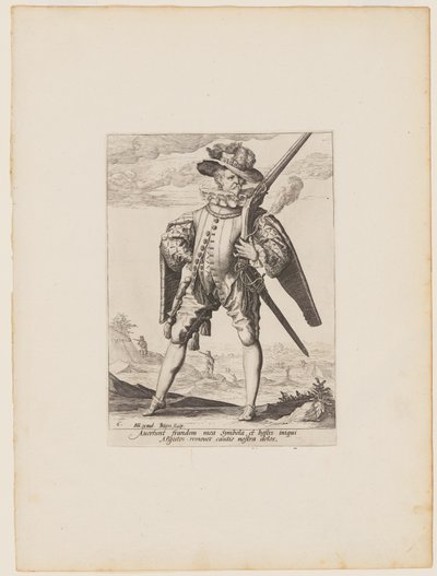 Musketör, från Officerare och soldater i kejsar Rudolf II:s livgarde av Jacques de Gheyn II