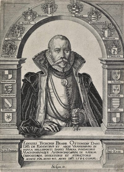 Porträtt av astronomen Tycho Brahe (utan hatt) av Jacques de Gheyn II