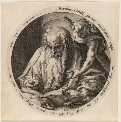 Sankt Matteus, plansch ett från De fyra evangelisterna av Jacques de Gheyn II