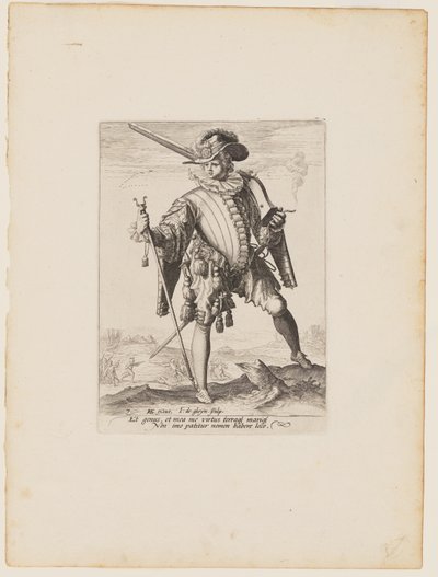 Soldat med arquebus, från Officerare och soldater i kejsar Rudolf II:s livgarde av Jacques de Gheyn II