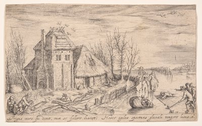 Vinterlandskap med skridskoåkare, från Landscapes av Jacques de Gheyn II