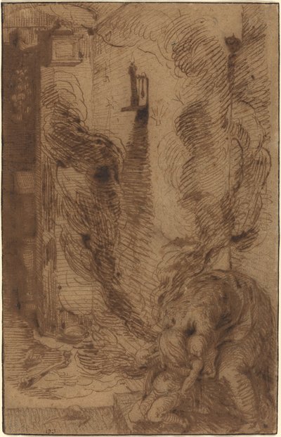 Häxkonstscen med en vampyr [recto] av Jacques de Gheyn II