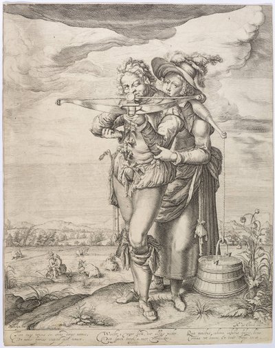 The Crossbowman and the Milkmaid, ca. 1610. av Jacques de Gheyn the Younger