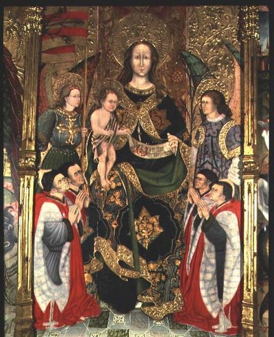 Madonna och barn, centralpanelen i Paeria-altartavlan tillägnad St. Michael av Jaime Ferrer II