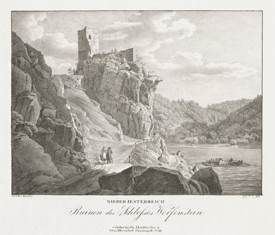 Nedre Österrike, ruinerna av slottet Werfenstein. av Jakob Alt
