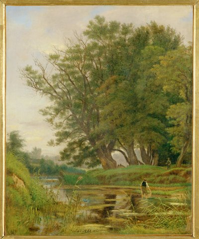 Praterlandschaft - Landskap i Praterträdgårdarna, Wien ... (målning på duk) av Jakob Alt
